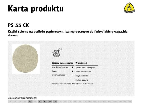 Krążek ścierny 225 PS33CK gr. 80 / 50szt. szpachla
