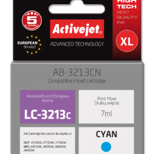 Activejet AB-3213CN Tusz (zamiennik Brother LC3213C; Supreme; 7 ml; niebieski)