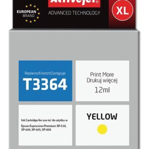 Activejet AE-33YNX Tusz (zamiennik Epson 33XL T3364; Supreme; 12 ml; żółty)