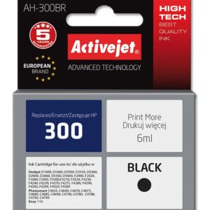 Activejet AH-300BR Tusz (zamiennik HP 300 CC640EE; Premium; 6 ml; czarny)
