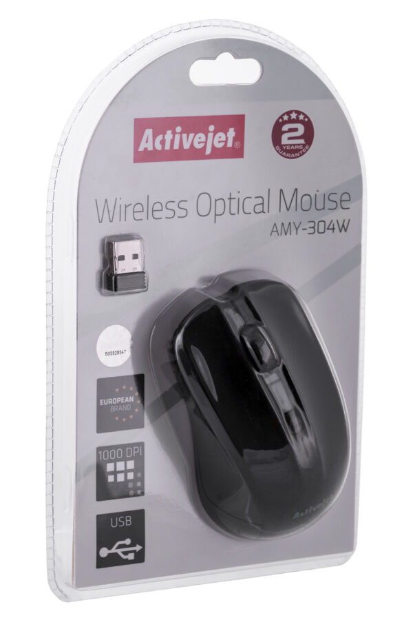 Activejet AMY-304W Mysz bezprzewodowa USB, zasilanie baterią 1x 1,5V AA