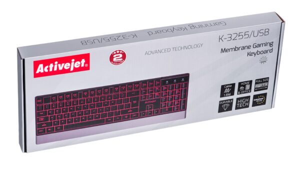 Activejet Klawiatura przewodowa K-3255 USB czarna