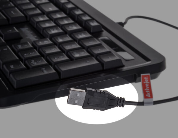 Activejet Klawiatura przewodowa USB K-3807S czarna