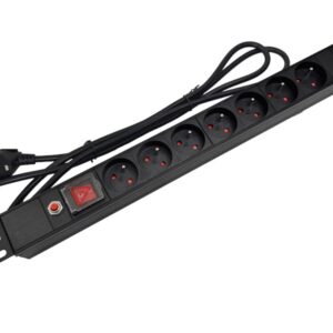 Alantec Listwa zasilająca 19" 230V - 7 gniazd (typu E - CEE 7/5), z wyłącznikiem LED, z zabezpieczeniem przeciwprzeciążeniowym, kabel 1,8m CEE 7/7 (PZ071U)