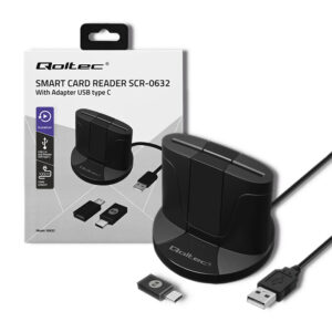 Czytnik kart chipowych ID Qoltec SCR-0632 | USB 2.0 + adapter USB-C