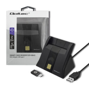 Czytnik kart chipowych ID Qoltec SCR-0643 | USB 2.0 + adapter USB-C