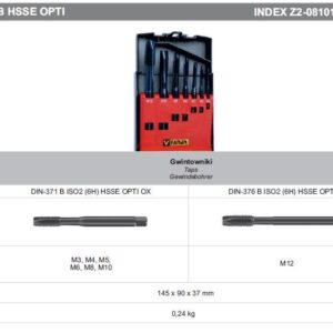 GWINTOWNIKI ZESTAW M3-M12 DIN-371B/DIN-376B (6H) HSSE CZP-8 OPTI
