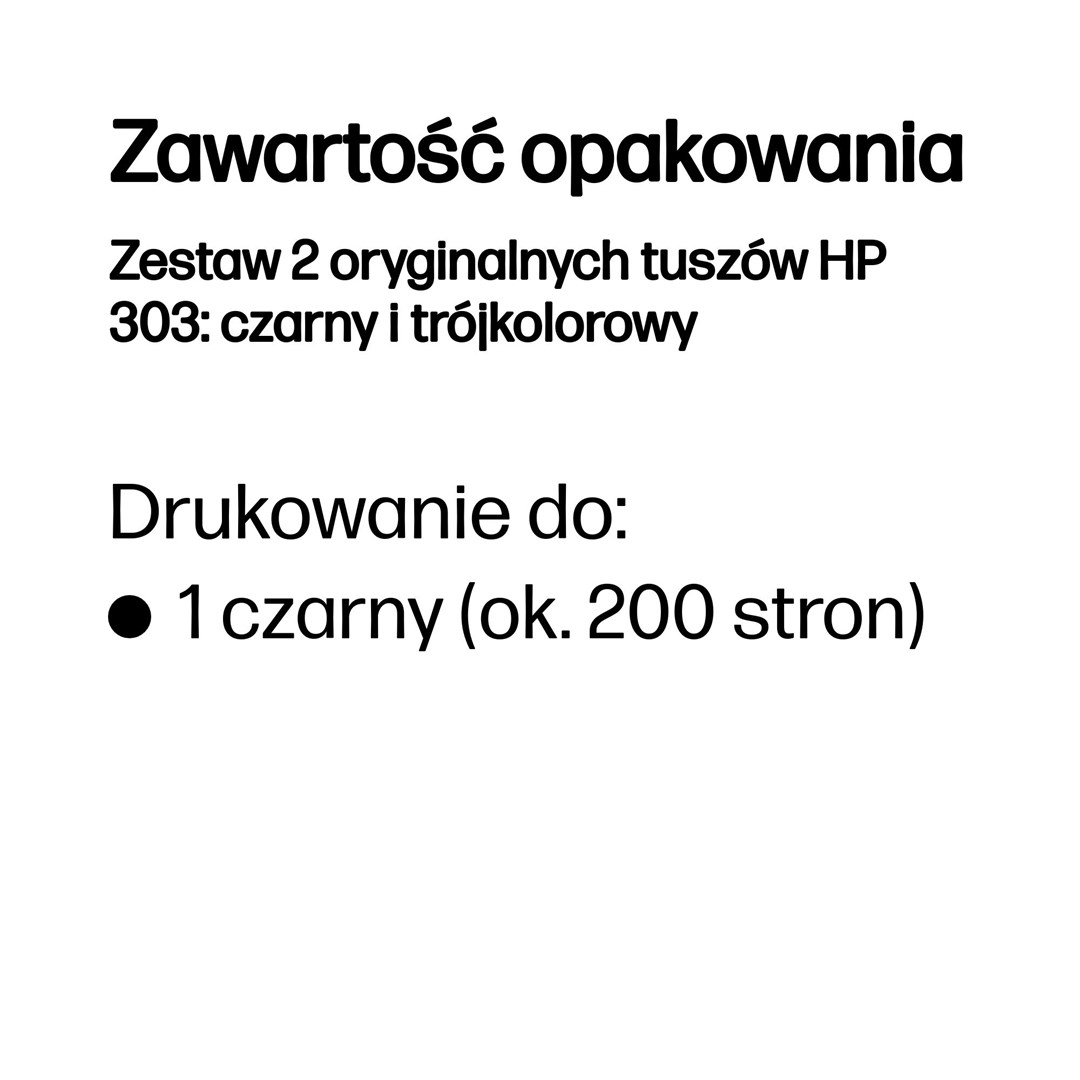 HP Zestaw 2 oryginalnych tuszów 303: czarny i trójkolorowy