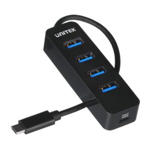HUB USB-C Unitek H1117B 4xUSB-A 3.1, aktywny, 10W