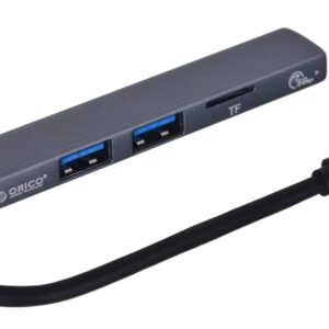 Hub USB-C, czytnik kart Orico AH-12F-GY-BP 3xUSB-A 3.1 Gen1, 5Gbps, alu
