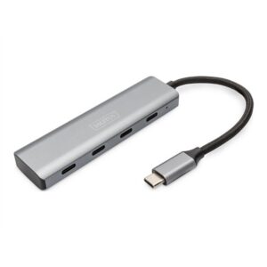Hub USB Typ C DIGITUS 4-portowy 4x USB Typ C aluminium 5Gbps