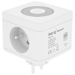 Kostka zasilająca KERG 2-gniazdowa + ładowarka USB-A+USB-C + lampka LED 16A/250V biała