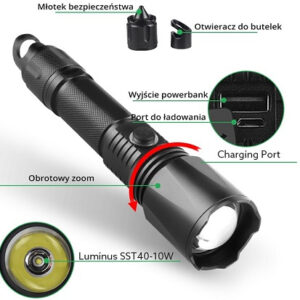 Latarka akumulatorowa LIBOX LB0109 wielofunkcyjna