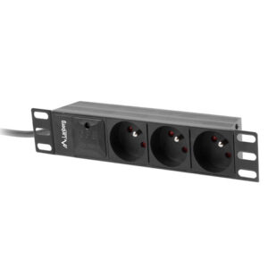 Listwa RACK Lanberg PDU-03E-0200-BK (3 x Typ E; 16 A (3680 W); 2m; kolor czarny)