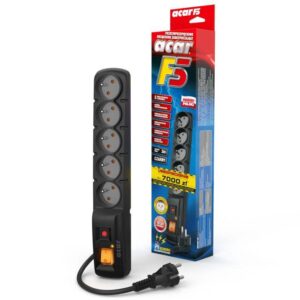 Listwa przeciwprzepięciowa Acar F5 3,0m wtyczka prosta czarna