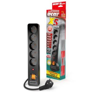 Listwa przeciwprzepięciowa Acar X5 Plus 3,0m czarna