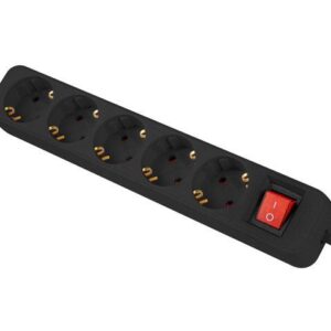 Listwa przedłużacz Lanberg 3m czarna 5x 230V Schuko z wyłącznikiem, kabel wykonany z pełnej miedzi