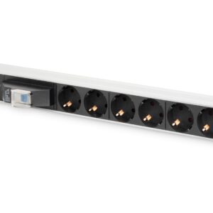 Listwa zasilająca DIGITUS PDU 19" RACK 6xSchuko kabel 2m 1xSchuko 16A wł./wył. nadmiarowo-prądowy alu.