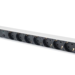 Listwa zasilająca DIGITUS PDU 19" RACK 7xSchuko kabel 2m 1xSchuko 16A wł./wył. zabezpieczenie aluminiowa
