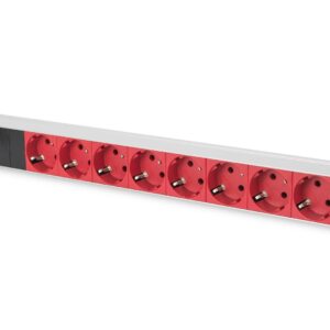 Listwa zasilająca DIGITUS PDU 19" RACK 8xSchuko kabel 2m 1xC14 16A wł./wył. zabezpieczenie aluminiowa