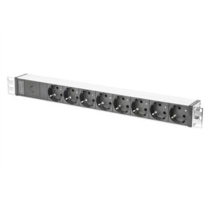 Listwa zasilająca DIGITUS PDU 19" RACK 8xSchuko kabel 2m 1xC14 16A wł./wył. zabezpieczenie aluminiowa