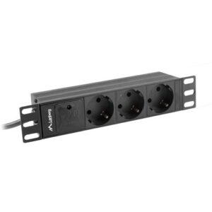 Listwa zasilająca Lanberg do szaf 10" 1U 10A PDU 3x Schuko 2m czarna