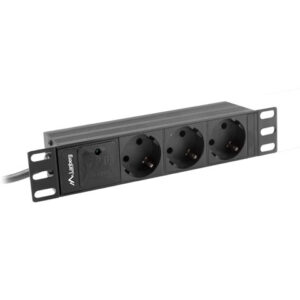 Listwa zasilająca Lanberg do szaf 10" 1U 16A PDU 3x Schuko 2m czarna