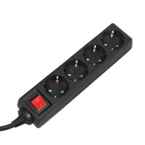 Listwa zasilająca Maclean MCE194G przedłużacz 4 gniazda, z wyłącznikiem, 3500W, typ niemiecki, 5m, czarna