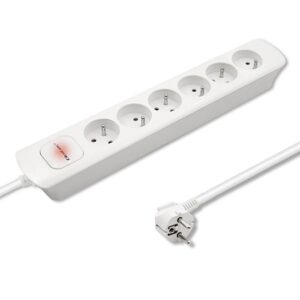 Listwa zasilająca Qoltec 6 gniazd | 1.8m | Biała