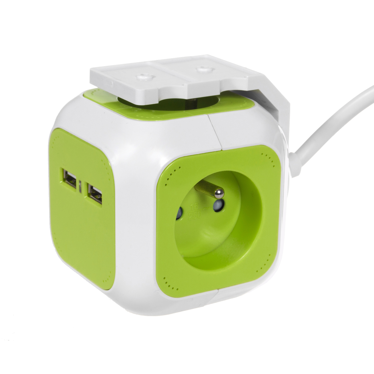 Listwa zasilająca przedłużacz GreenBlue GB118 MagicCube poczwórne gniazdo prądowe, 2 wejścia USB 1,4m