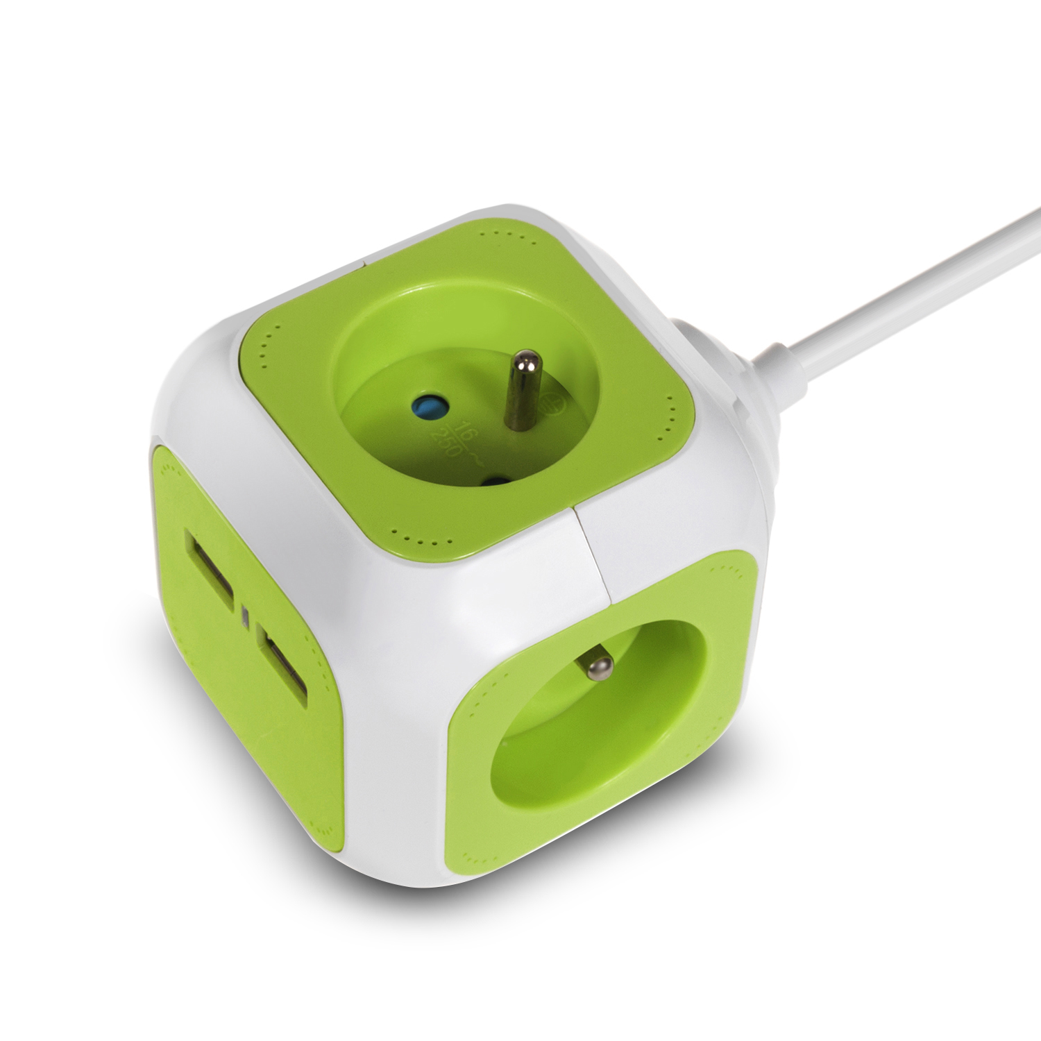 Listwa zasilająca przedłużacz GreenBlue GB118 MagicCube poczwórne gniazdo prądowe, 2 wejścia USB 1,4m
