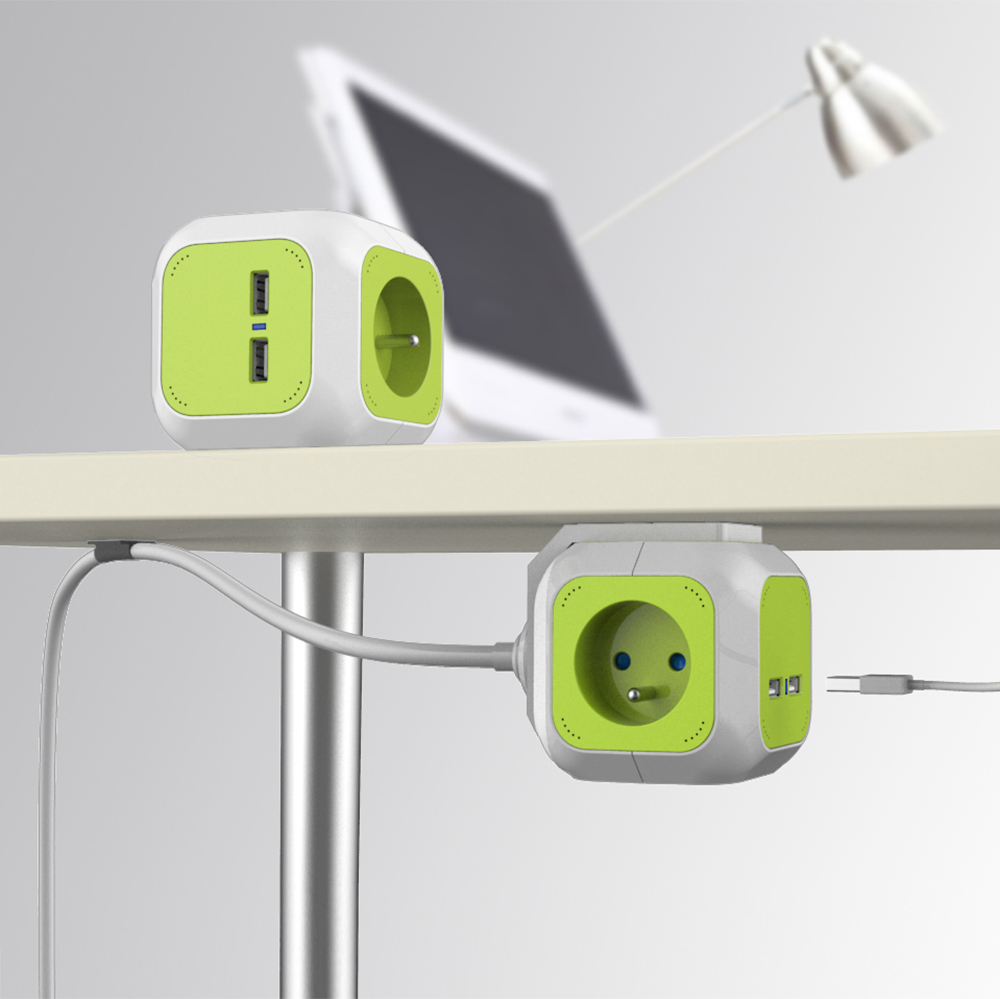 Listwa zasilająca przedłużacz GreenBlue GB118 MagicCube poczwórne gniazdo prądowe, 2 wejścia USB 1,4m