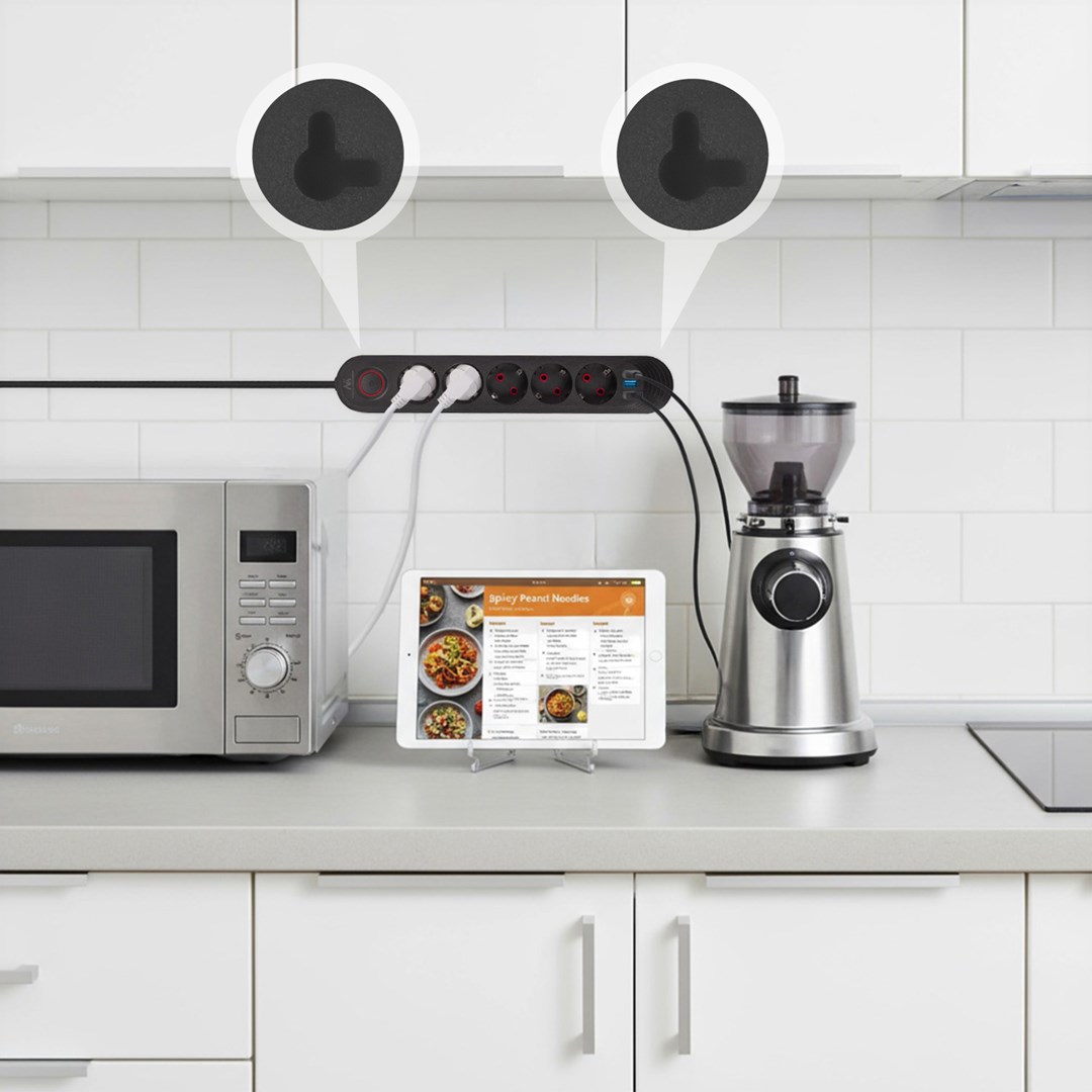 MACLEAN LISTWA ZASILAJĄCA, PRZEDŁUŻACZ5 GNIAZD + 3XUSB, 110-240V AC 50/60HZ, 2.1A MAX 2500W, 1,5M, CZARNA MCE395 B