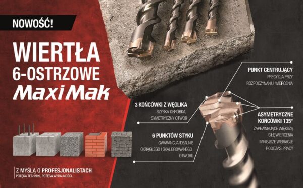 Makita wiertło SDS MAX 12x400x540mm Maxi Mak 6-ostrzowe