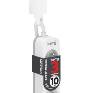 Przedłużacz KERG M02386 3-gniazdowy 10m 3×1,0mm2 H05VV-F 10A/250V biały