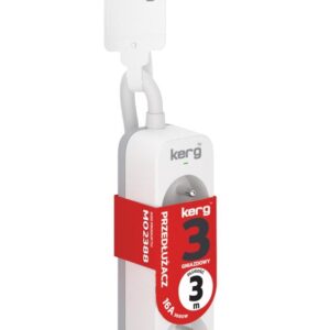 Przedłużacz KERG M02388 3-gniazdowy 3m 3×1,5mm2 H05VV-F 16A/250V biały