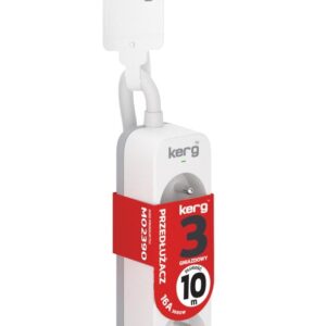 Przedłużacz KERG M02390 3-gniazdowy 10m 3×1,5mm2 H05VV-F 16A/250V biały