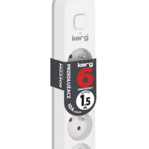 Przedłużacz KERG M02406 1,5m 3×1,0MM2 H05VV-F 10A/250V biały