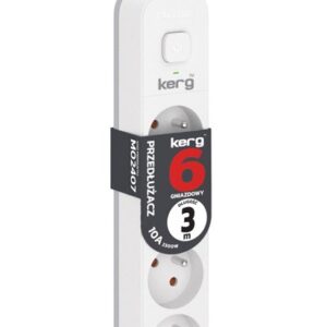 Przedłużacz KERG M02407 3m 3×1,0MM2 H05VV-F 10A/250V biały