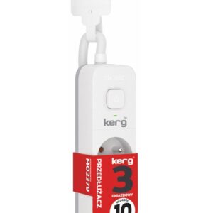 Przedłużacz KERG z wyłącznikiem M02379 3-gniazdowy 10m 3×1,5mm2 H05VV-F 16A/250V biały