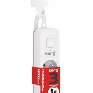 Przedłużacz KERG z wyłącznikiem M02382 3-gniazdowy 1,5m 3×1,5mm2 H05VV-F 16A/250V biały