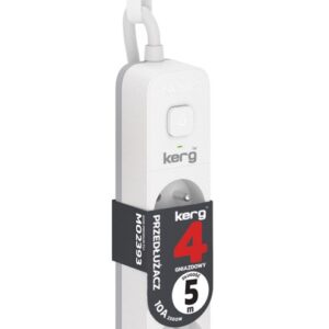Przedłużacz KERG z wyłącznikiem M02393 4-gniazdowy 5m 3×1,0mm2 H05VV-F 10A/250V biały