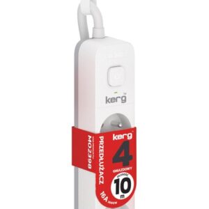Przedłużacz KERG z wyłącznikiem M02398 4-gniazdowy 10m 3×1,5mm2 H05VV-F 16A/250V biały