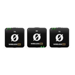RODE Wireless ME Dual - Kompaktowy bezprzewodowy system mikrofonowy z dwoma nadajnikami do nagrywania dwukanałowego (czarny)