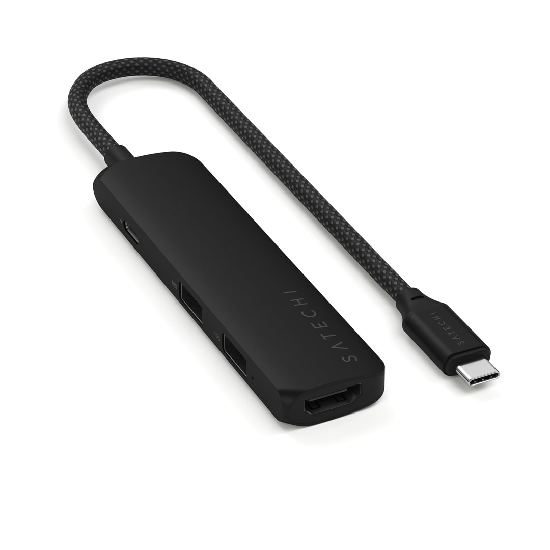 Satechi 4w1 USB-C Slim Multiport Adapter 4K - aluminiowy adapter do urządzeń mobilnych USB-C (USB-C, 4K HDMI, 2x USB-A) (black)