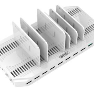 Stacja ładująca Unitek Y-2190, 10 x USB; QC3.0; USB-C Power Delivery; 160W