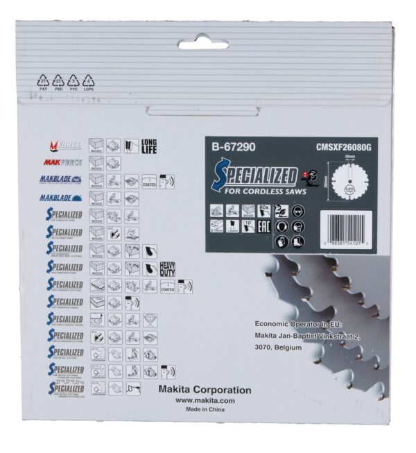 T.C.T. tarcza Makita B-67240 260X2.15X30mm 10° T80 EFFICUT