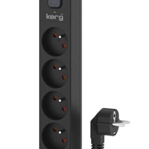 Urządzenie zasilające zabezpieczające KERG z wyłącznikiem 4 gniazda czarne 3m 16A H05VV-F 3x1,5mm2
