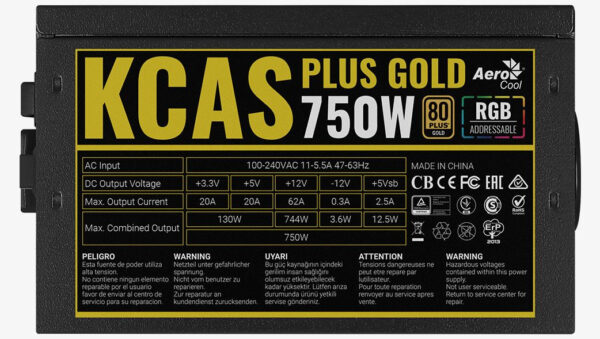 ZASILACZ AEROCOOL PGS KCAS PLUS 750W RGB 80+Gold