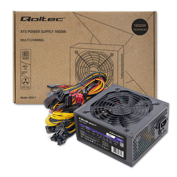 Zasilacz ATX Qoltec 1600W | 80 Plus Platinum| Gaming Miner